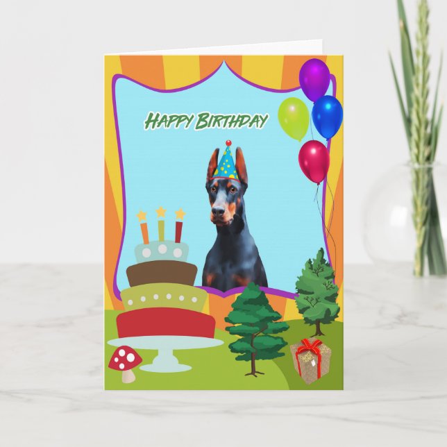Doberman Dog Birthday Card (Front)