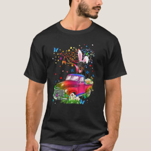 Doberman Dog Bunny Truck Hunting Eggs Tree Easter  T-Shirt