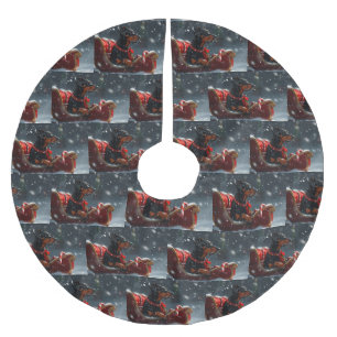 Doberman Dog Christmas Festive Brushed Polyester Tree Skirt