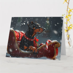 Doberman Dog Christmas Festive Card