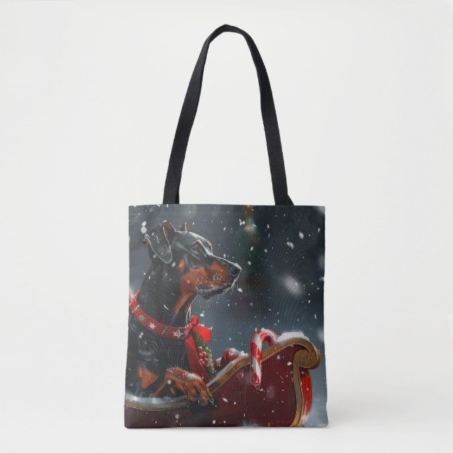 Doberman Dog Christmas Festive Tote Bag (Front)