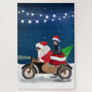 Doberman Dog Christmas Santa Claus Jigsaw Puzzle
