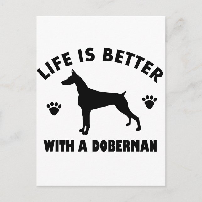 Doberman dog design postcard (Front)