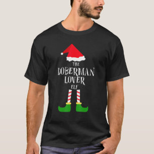 Doberman Dog Elf Christmas Pajama Matching Family T-Shirt