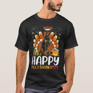 Doberman Dog Halloween Christmas Happy Hallothank T-Shirt