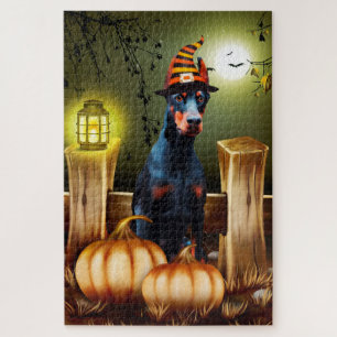 Doberman Dog Halloween Jigsaw Puzzle