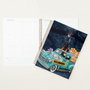 Doberman Dog Halloween Truck Scary Night Planner