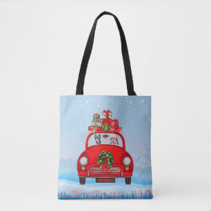 Doberman Dog In Car With Santa Claus  Tote Bag