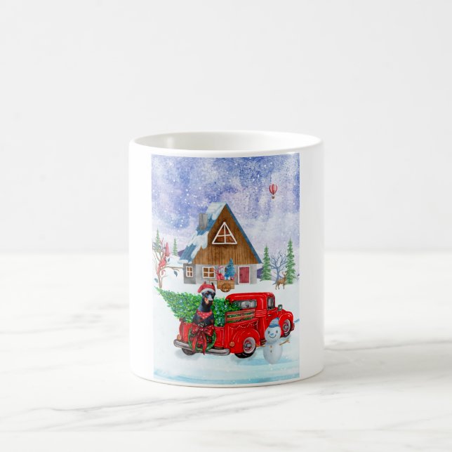 Doberman Dog In Christmas Delivery Truck Snow Coffee Mug (Center)