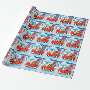 Doberman Dog in Christmas Delivery Truck Snow Wrapping Paper