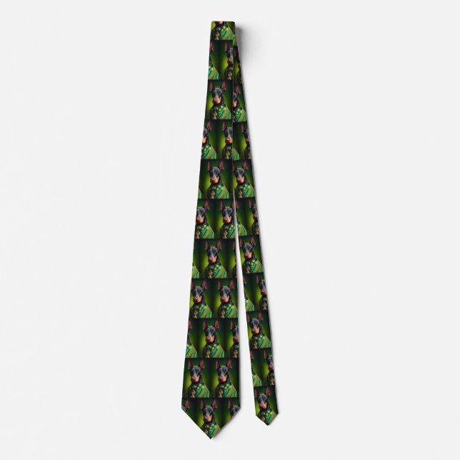 Doberman Dog in St. Patrick's Day Dress Tie (Front)