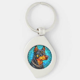 Doberman dog key ring