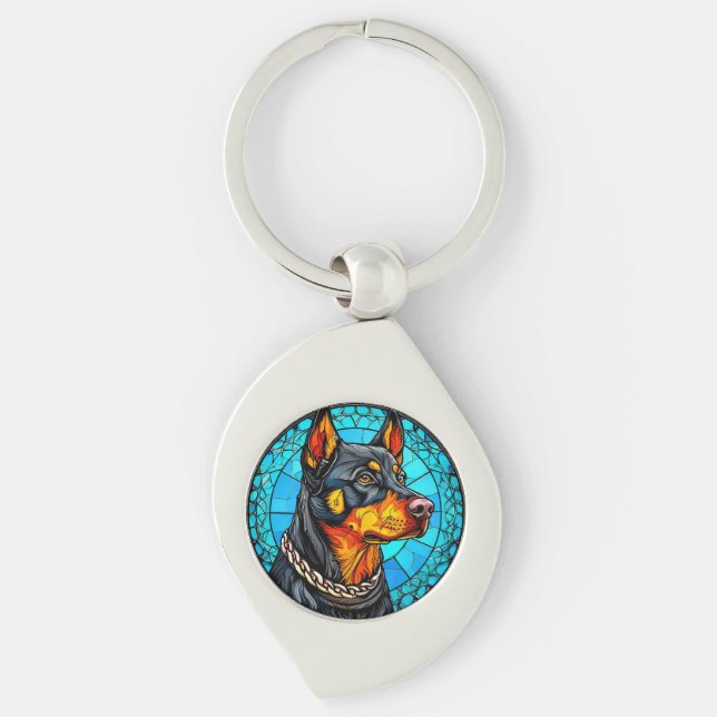 Doberman dog key ring (Front)