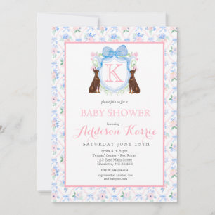 Doberman dog Monogram Crest Baby Shower Invitation