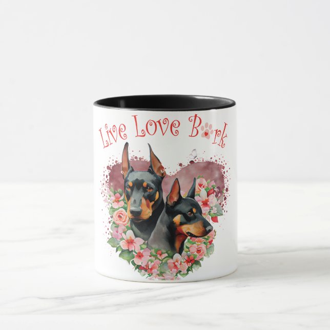 Doberman Dog Mum Floral Mug (Center)