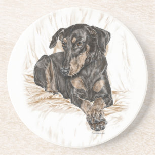 Doberman Dog Natural Ears Coaster