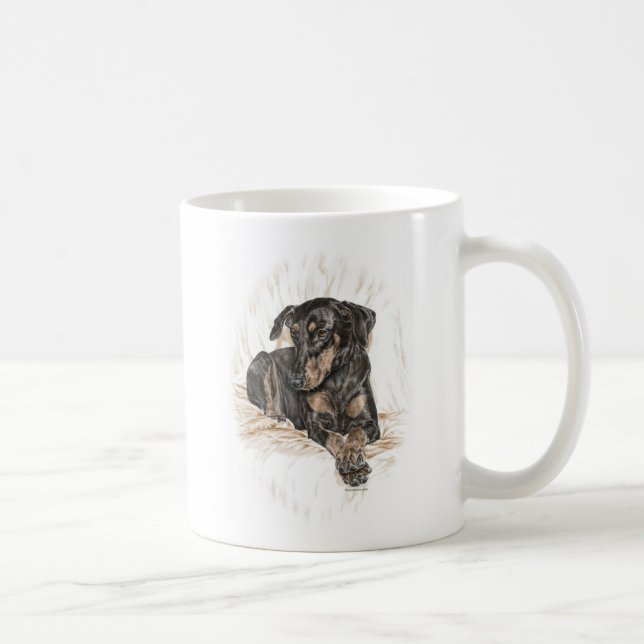 Doberman Dog Natural Ears Coffee Mug (Right)
