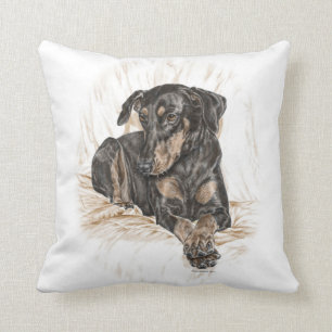 Doberman Dog Natural Ears Cushion