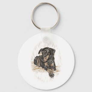 Doberman Dog Natural Ears Key Ring