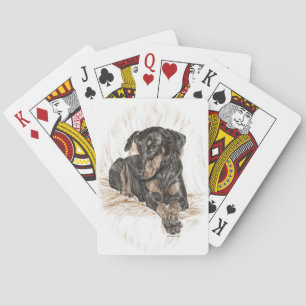 Doberman Dog Natural Ears Playing Cards