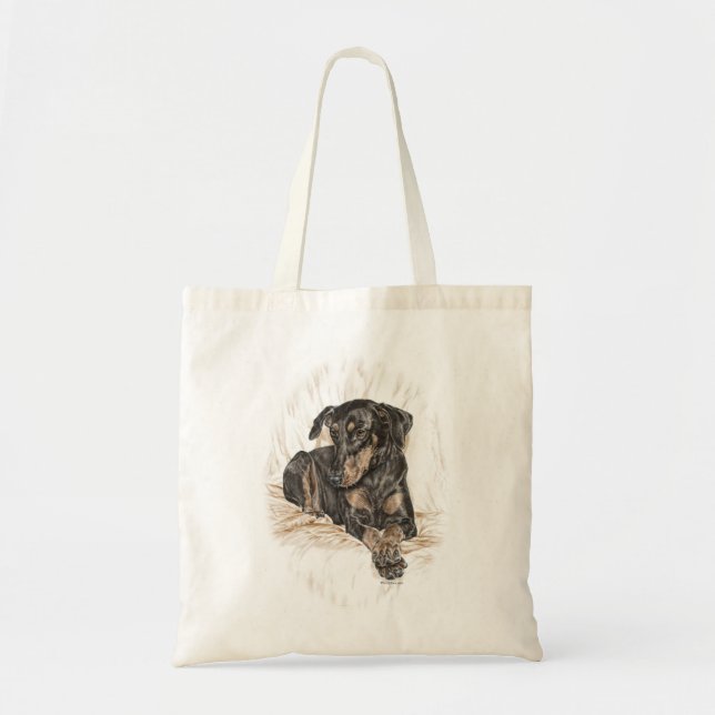 Doberman Dog Natural Ears Tote Bag (Front)