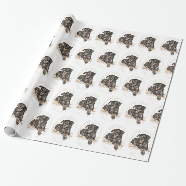 Doberman Dog Natural Ears Wrapping Paper (Unrolled)