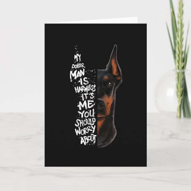 Doberman Dog Saying Harmless Gift Card (Front)
