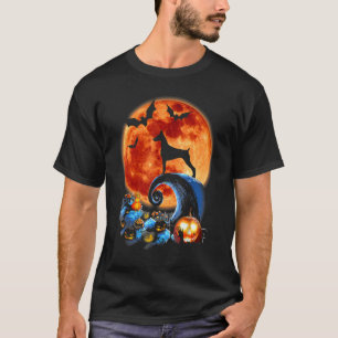 Doberman Dog Scary And Moon Halloween Costume T-Shirt