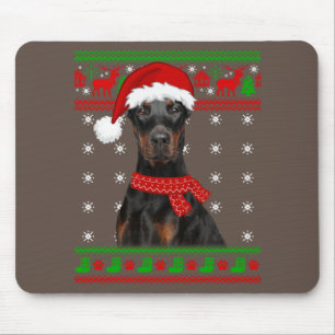 Doberman Dog Ugly Sweater Christmas Puppy Dog Love Mouse Pad