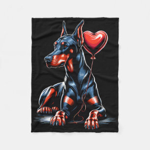 Doberman Dog Valentine's Day Dog Owner Valentine Fleece Blanket