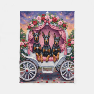 Doberman Dog Valentine's Day  Fleece Blanket