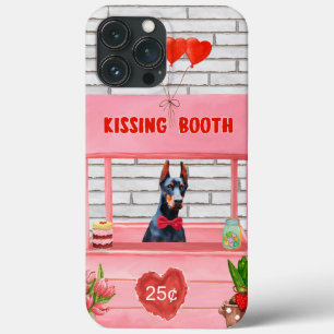 Doberman Dog Valentine's Day Kissing Booth iPhone 13 Pro Max Case
