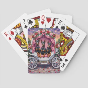 Doberman Dog Valentine's Day  Playing Cards