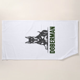 Doberman Dog Vector 2 Colours Beach Towel