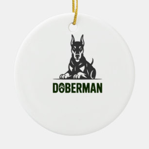 Doberman Dog Vector 2 Colours Ceramic Ornament