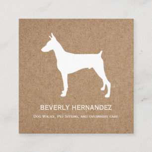 Doberman Dog Walker Trainer Puppy sitting  kraft Square Business Card