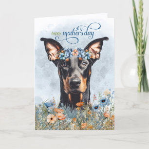 Doberman Dog Wildflowers Mother's Day Holiday Card