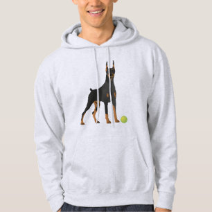 Doberman Dog with a Green Ball Hoodie