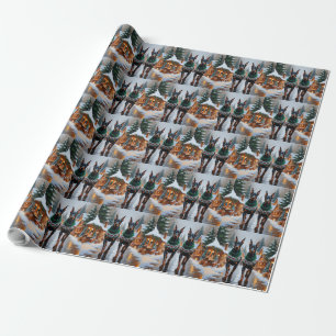 Doberman Dogs Christmas Snow Holiday  Wrapping Paper