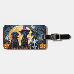 Doberman Dogs Pumpkin Halloween Funny Luggage Tag