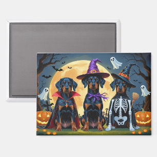 Doberman Dogs Pumpkin Halloween Funny Magnet