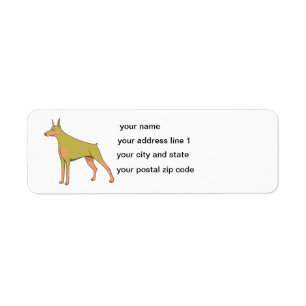 doberman fawn and rust cartoon return address label