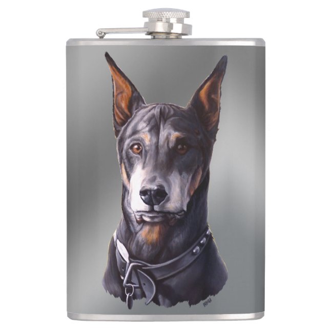 Doberman Flask Personalise Doberman Pinscher Flask (Front)