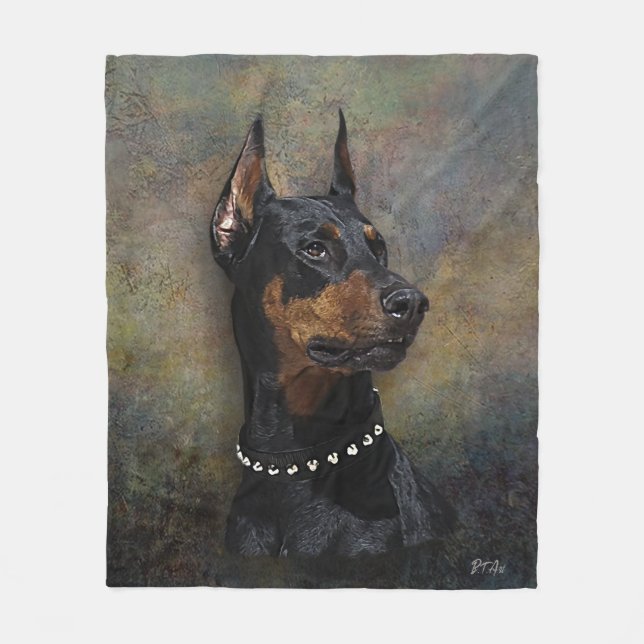 Doberman   fleece blanket (Front)