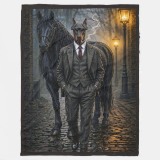 Doberman Gangster Fleece Blanket