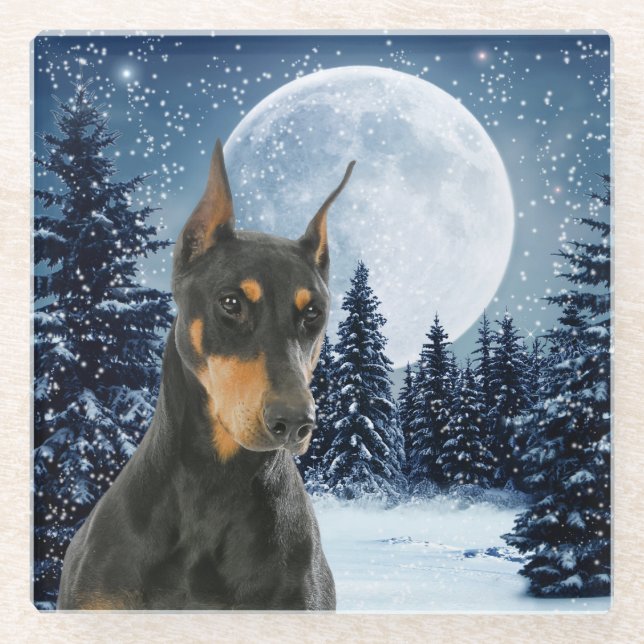 Doberman Glass Coaster (Front)