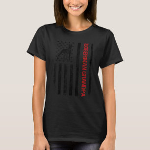 Doberman Grandpa American USA Flag Funny Doberman T-Shirt