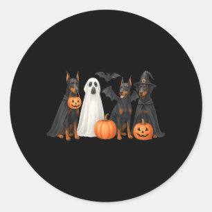Doberman Halloween Costume Fun Doberman Halloween Classic Round Sticker