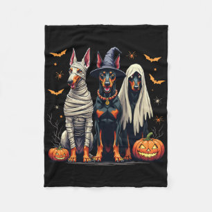 Doberman Halloween Costume Mummy Witch Ghost Fleece Blanket