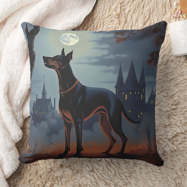 Doberman Halloween Scary Cushion (Blanket)